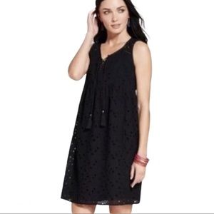 KNOX ROSE Lace-Up Tassel Ties  Boho Black Dress